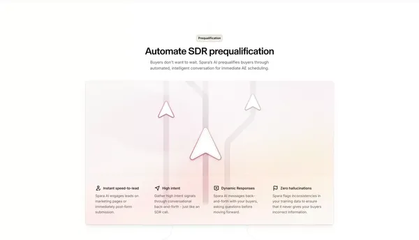 Spara - The AI-powered inbound conversion platform - Landing design inspiration