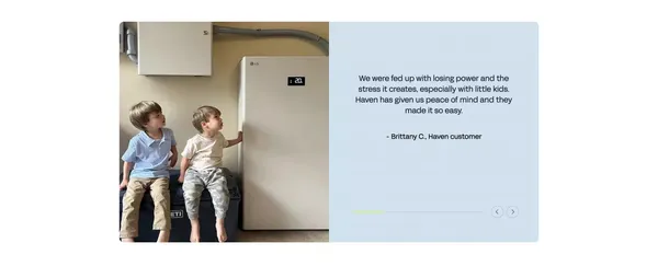 Haven Energy - Residential Energy Storage - Landing design inspiration