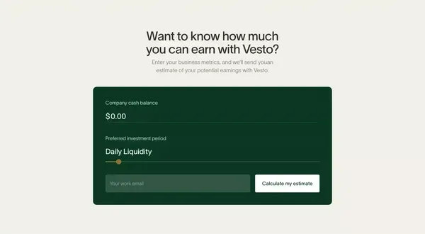 Vesto | Cash Management For Startups - Landing design inspiration