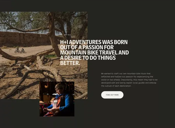 Award Winning Worldwide Mountain Bike Tours | H+I Adventures - Landing design inspiration