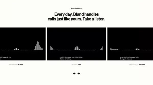 Bland AI | Automate Phone Calls with Conversational AI for Enterprises - Landing design inspiration