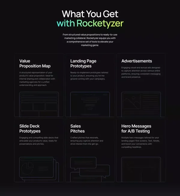 Rocketyzer - Turn Product Insights into  Compelling Value Propositions - Landing design inspiration