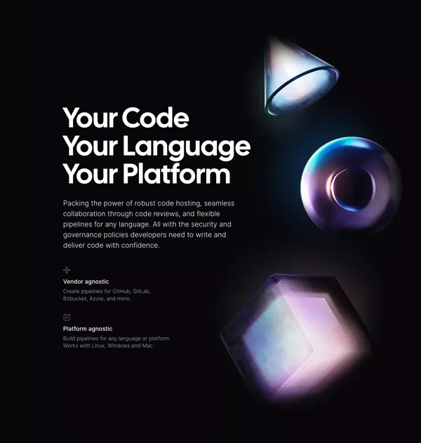 Gitness: Open-Source Code Hosting & CI/CD Pipeline Engine - Landing design inspiration