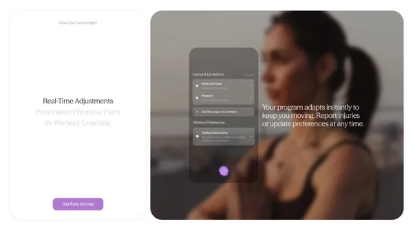 Future | Personal Training & Workouts That Adapt to You - Landing design inspiration