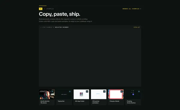 Motion: JavaScript & React animation library - Landing design inspiration