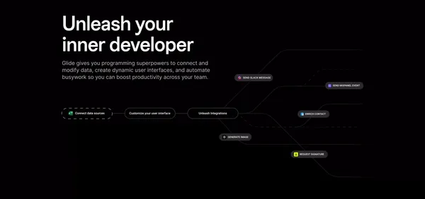Glide | Build custom business software in minutes - Landing design inspiration