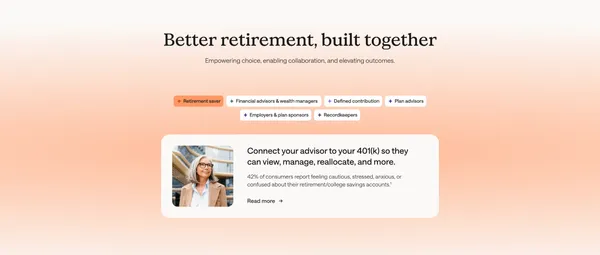 Pontera | Infrastructure for modern, connected retirement planning - Landing design inspiration
