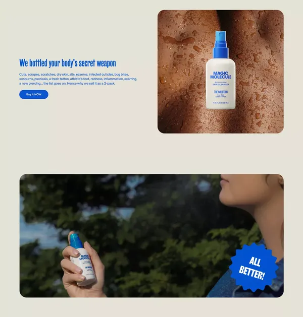 Magic Molecule | The magical all-over healing solution - Landing design inspiration