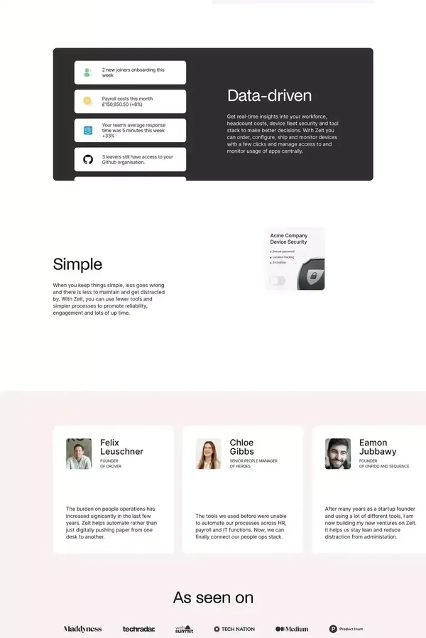 Zelt – The employee platform for growth - Landing design inspiration