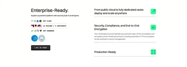 Koyeb: High-performance Infrastructure for APIs, Inference, and Databases - Landing design inspiration