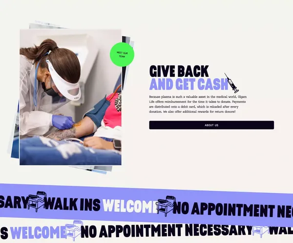 Donate Plasma For Money At Olgam Life Plasma Donation Center - Landing design inspiration