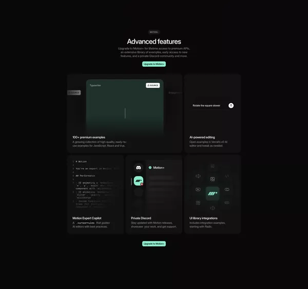 Motion - A modern animation library for JavaScript and React - Landing design inspiration