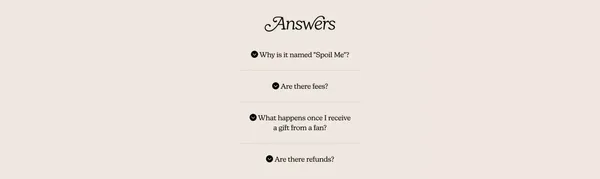 Spoil Me - the wishlist in your bio - Landing design inspiration