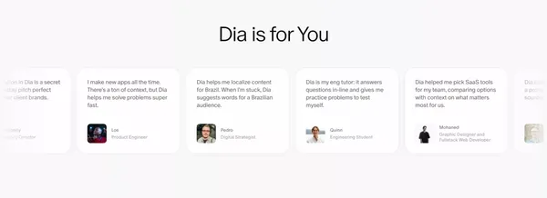 Meet Dia – the AI Browser Where You Can Chat with Your Tabs - Landing design inspiration