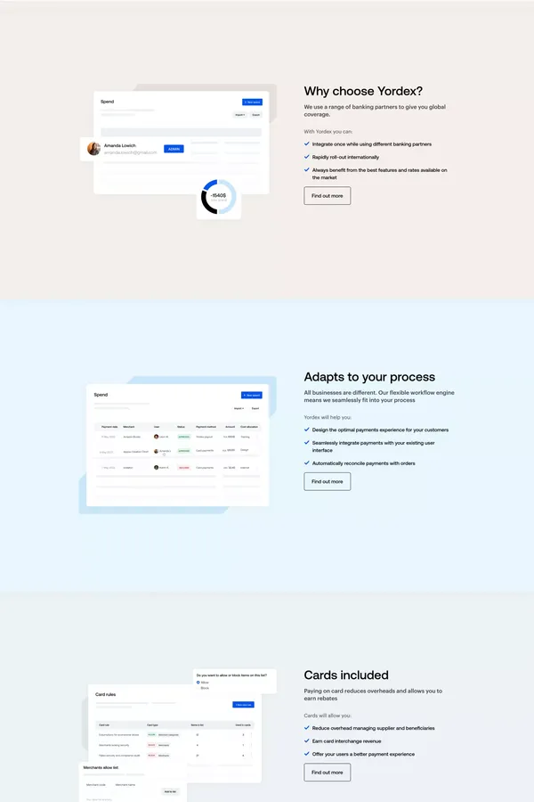 Yordex | Embedded payments - Landing design inspiration