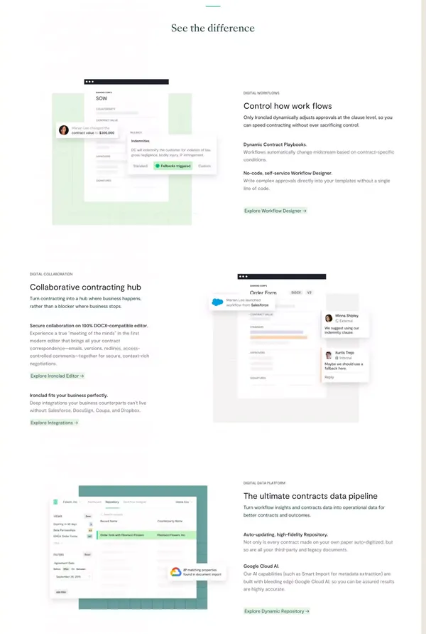 Ironclad: Contract Management Software for the Digital Age - Landing design inspiration