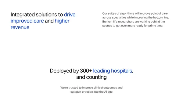 Bunkerhill Health | Advancing AI Healthcare from Concept to Clinic - Landing design inspiration