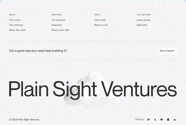 Plain Sight Ventures - Landing design inspiration