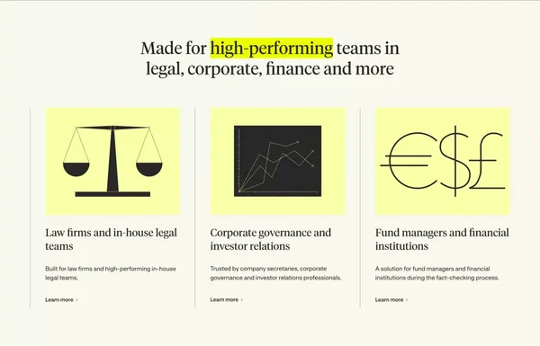 Fact-checking and verification software you can trust - Landing design inspiration