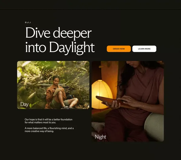 Daylight | A More Caring Computer - Landing design inspiration