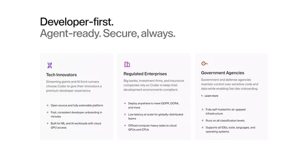 Coder | Cloud Development Environment: Remote & Self Hosted - Landing design inspiration