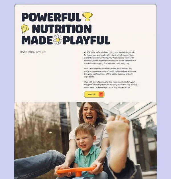 KOA Kids Vitamins — Kids' wellness made wonderful - Landing design inspiration