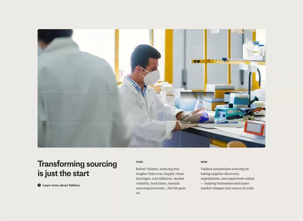 Valdera | The digital sourcing platform for chemicals and raw materials - Landing design inspiration