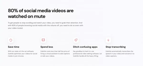 Zubtitle – Add Subtitles to Video, Edit, & Repurpose Content - Landing design inspiration