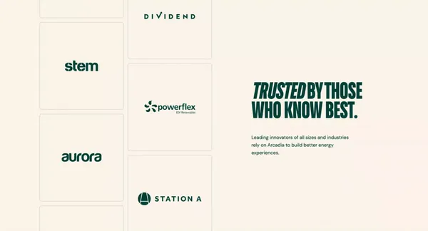 Arcadia | We’re here to help energy clean up its act. - Landing design inspiration