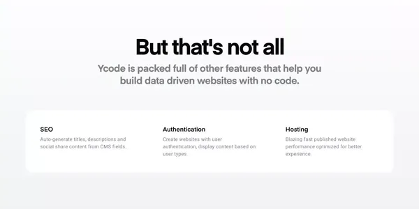 Visual development platform for designers and agencies - Ycode - Landing design inspiration