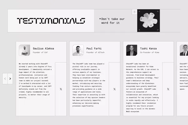 ChainGPT Labs | Fund, Incubate and Accelerate Web3 Projects - Landing design inspiration