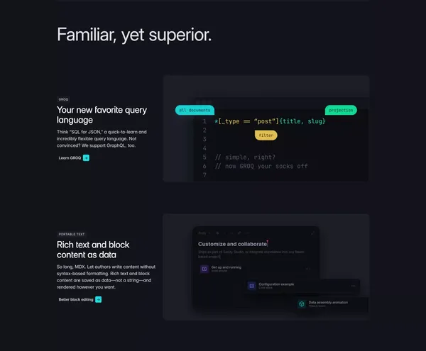The Content Operating System | Sanity - Landing design inspiration