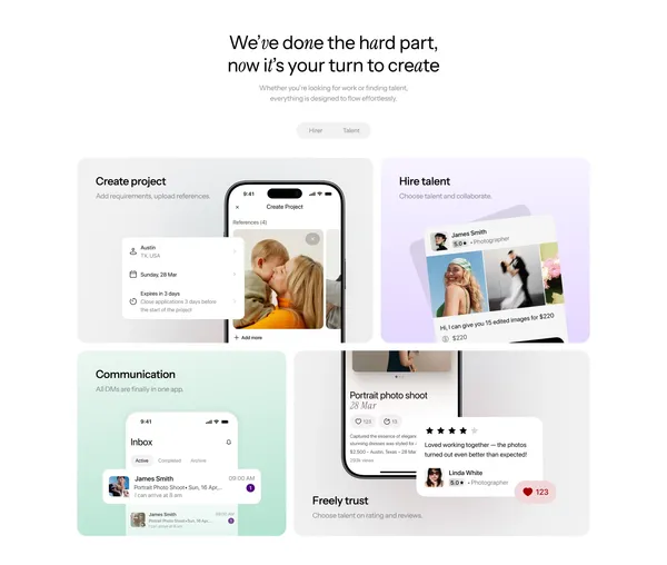 ISO Meet - Connect, Collaborate & Hire Creative Talent - Landing design inspiration