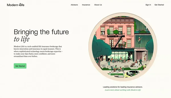 Modern Life – Bringing the future to life. - Landing design inspiration