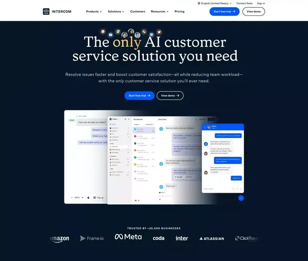Intercom: The best of automation and human customer service - Landing design inspiration