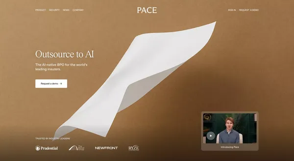 Pace | Outsource to AI - Landing design inspiration