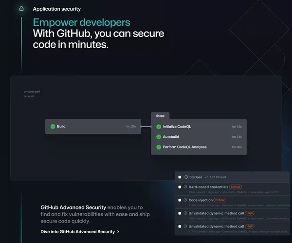 GitHub: Let’s build from here · GitHub - Landing design inspiration