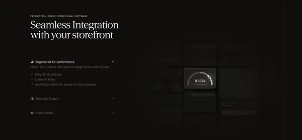 Cluster - Convert more website traffic automatically - Landing design inspiration