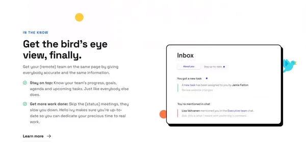 hello ivy - Project management and team communication software - Landing design inspiration
