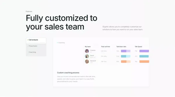 Glyphic | AI Copilot for Sales Teams - Landing design inspiration