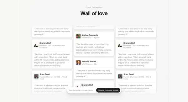 Crescent: High interest business banking with maximum protection - Landing design inspiration