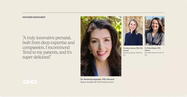 Tend Prenatal - Landing design inspiration