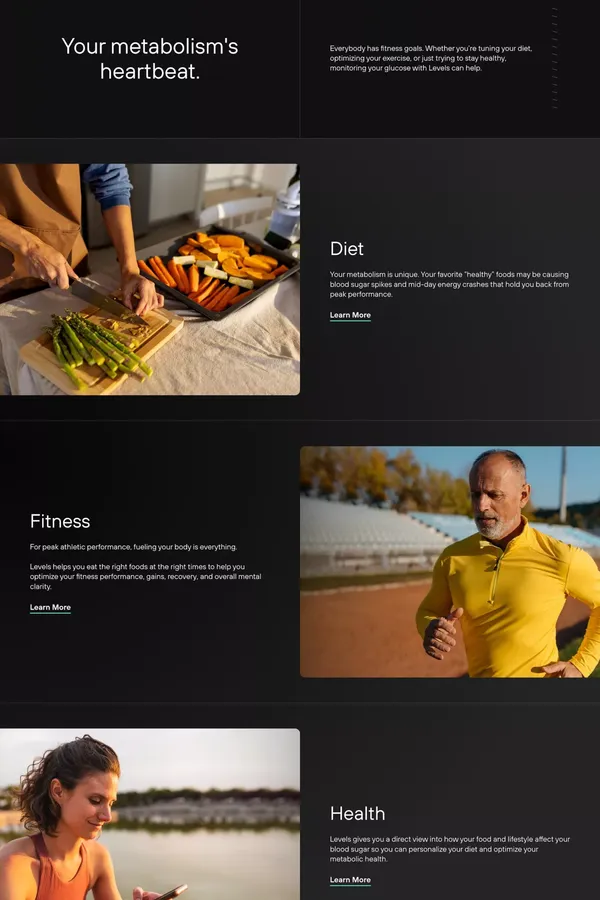 Levels - Metabolic Fitness Program - Landing design inspiration