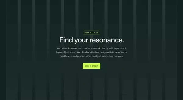 Resonance Studio | From bold ideas to brands and products that resonate. - Landing design inspiration
