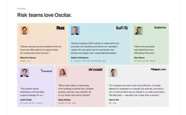 Oscilar - Risk Intelligence Decoded - Landing design inspiration