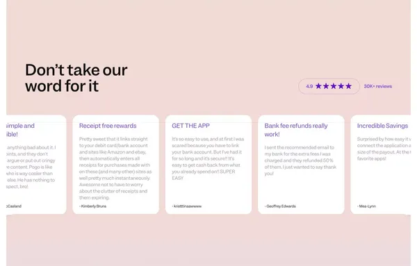 Pogo: Earn & Save on Everything - Landing design inspiration