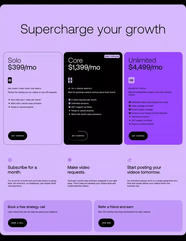 Keyframe | Supercharge Your Content with World-Class Animators - Landing design inspiration
