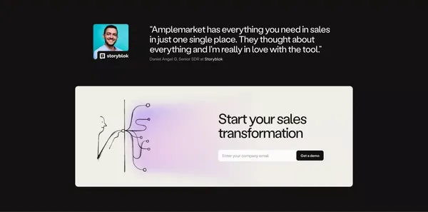Amplemarket: AI sales copilot for precision selling success - Landing design inspiration