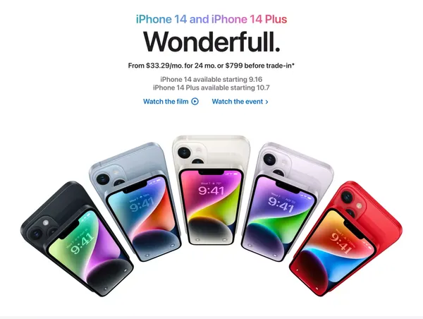 iPhone 14 and iPhone 14 Plus - Apple - Landing design inspiration