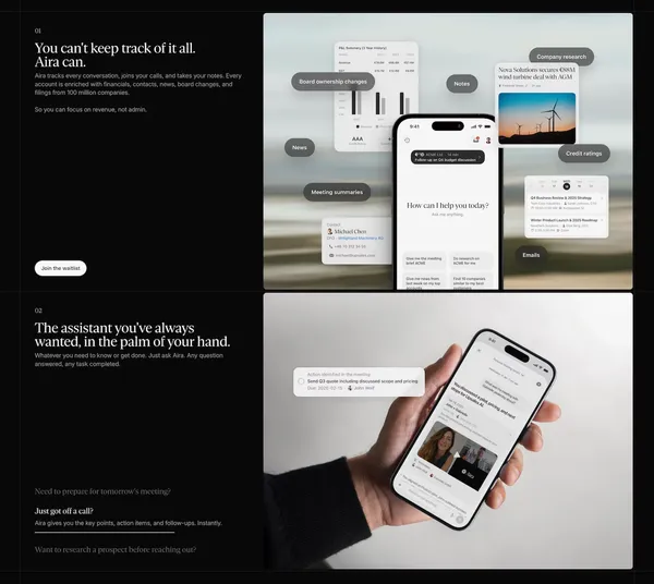 Aira | AI Sales Agent for Sales Teams - Landing design inspiration